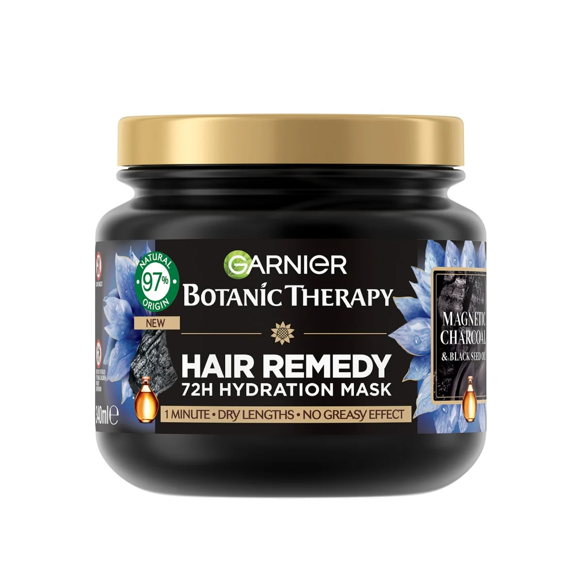 Masca pentru par Magnetic Charcoal, 340ml, Botanic Therapy