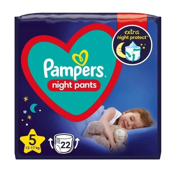 Scutece-chilotel de noapte Night Pants Marimea 5 pentru 12-17 kg, 22 bucati, Pampers