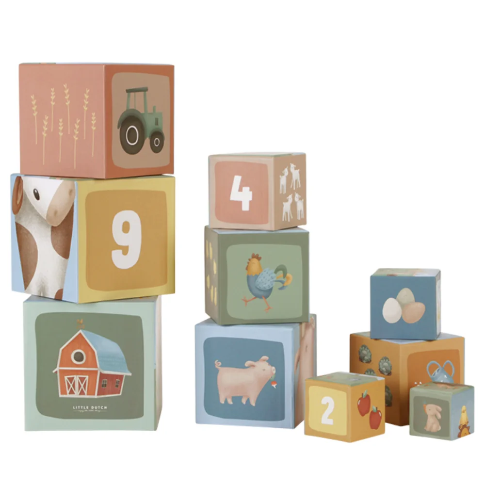 Cutii pentru stivuire din carton FSC Little Farm, 10 bucati, Little Dutch 