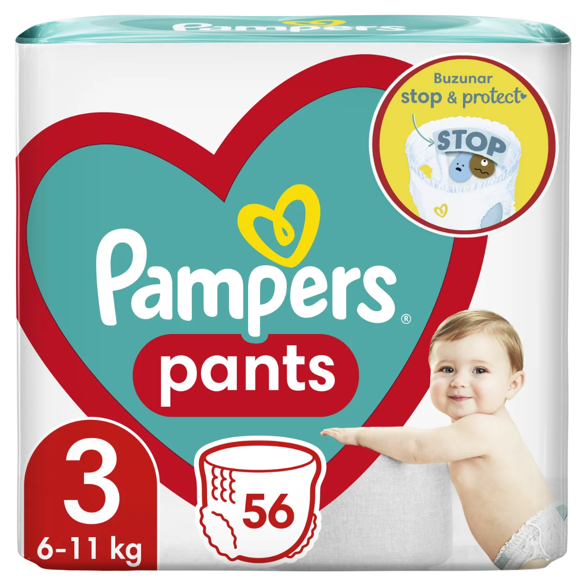 Scutece-chilotel Pants Marimea 3 pentru 6-11 kg, 56 bucati, Pampers 