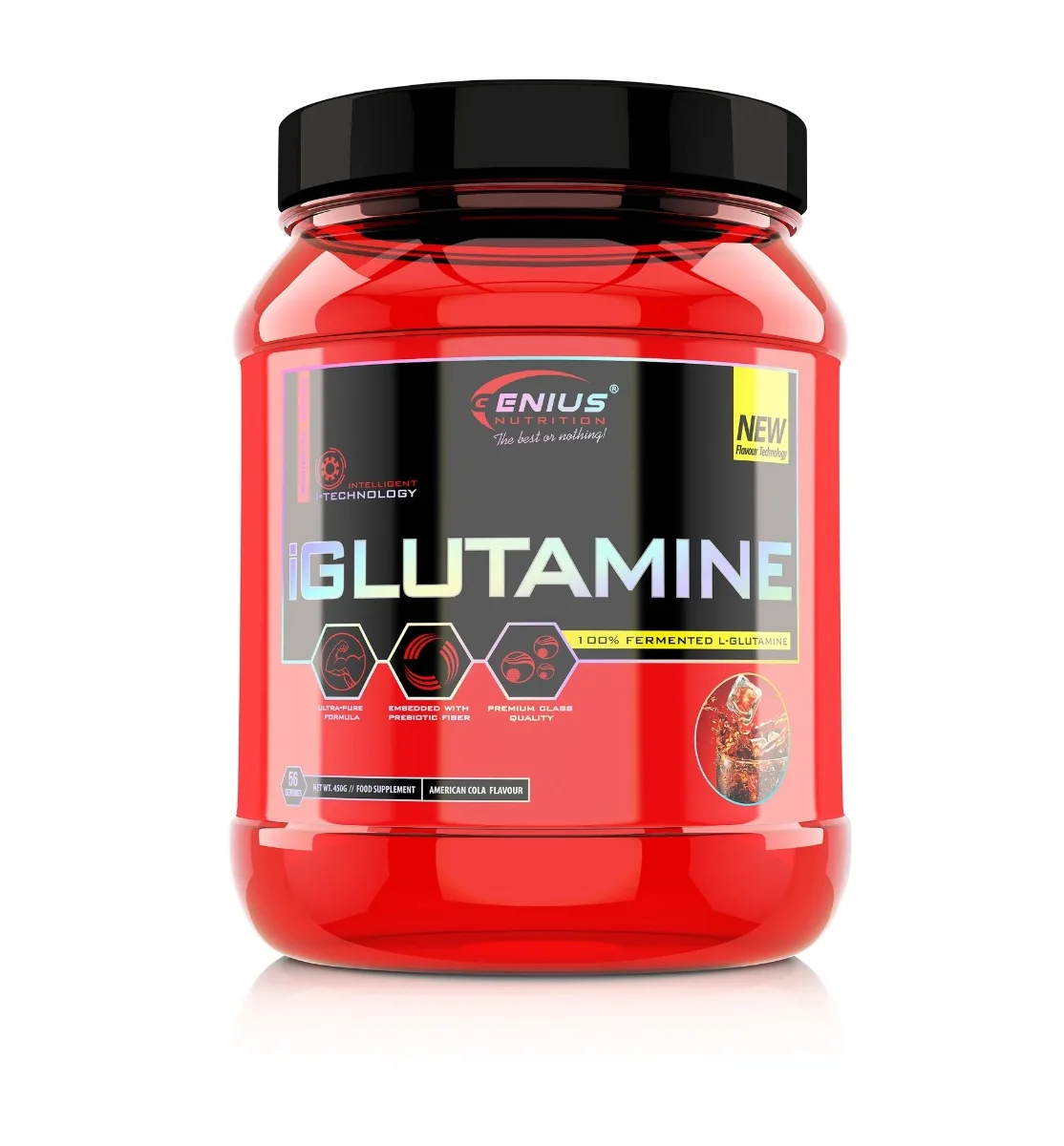 Aminoacizi pudra cu aroma de cola iGlutamine, 450g, Genius Nutrition 