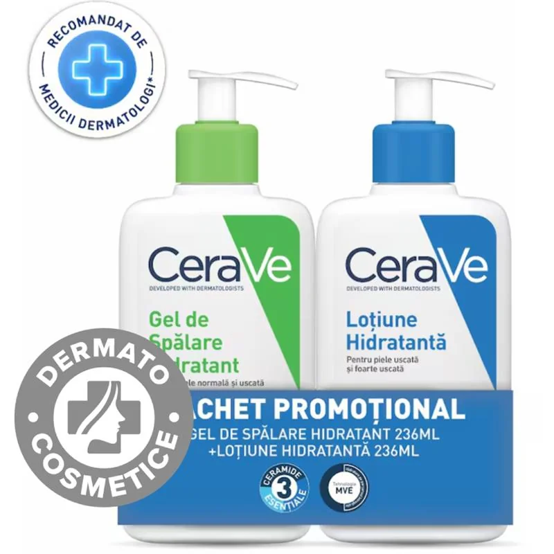 Pachet Lotiune hidratanta 236ml + Gel de spalare hidratant 236ml, CeraVe