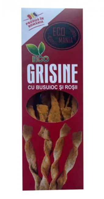 Grisine cu busuioc si rosii, 125g, Ecomania