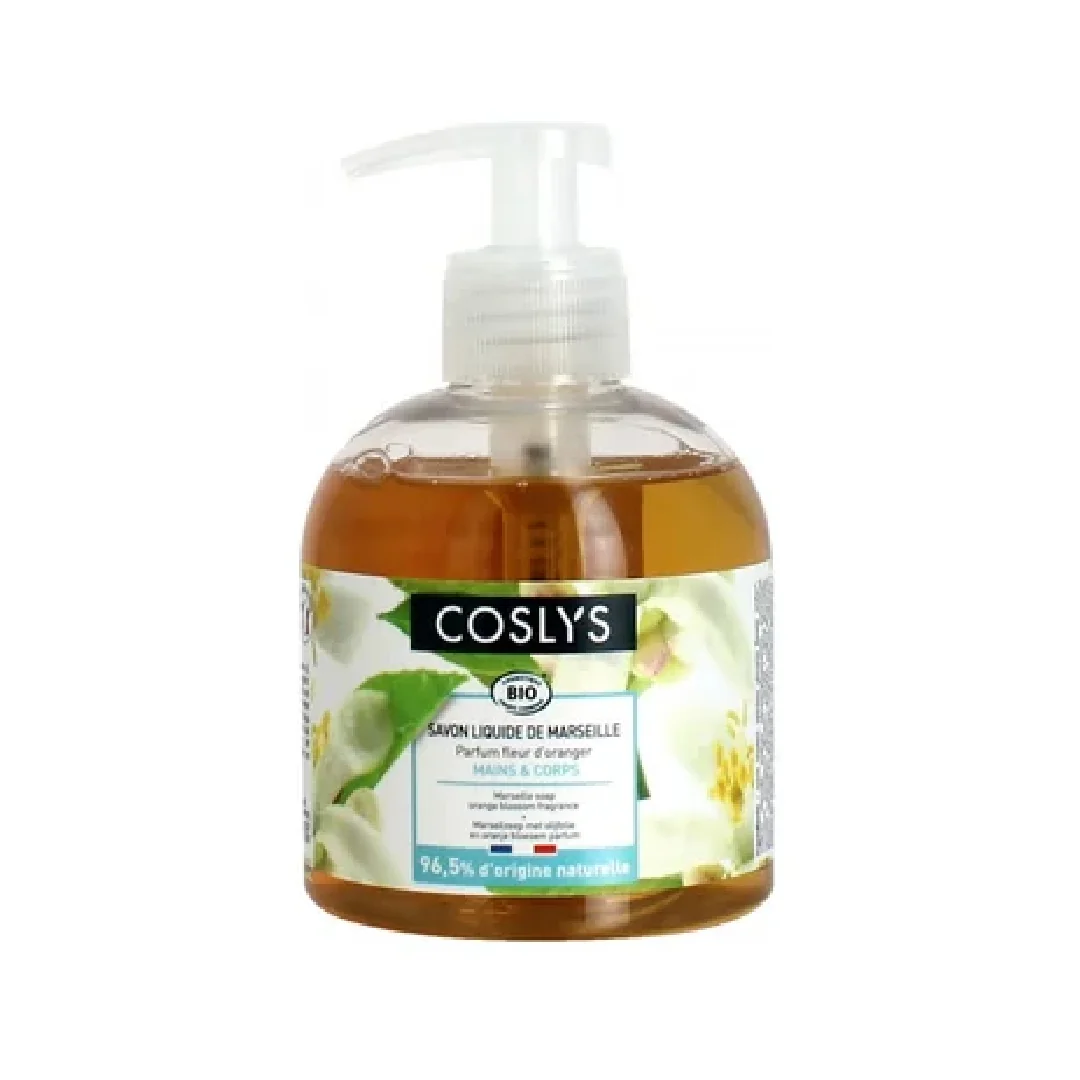 Sapun lichid si gel de dus bio de Marsilia cu flori de portocal, 300ml, Coslys