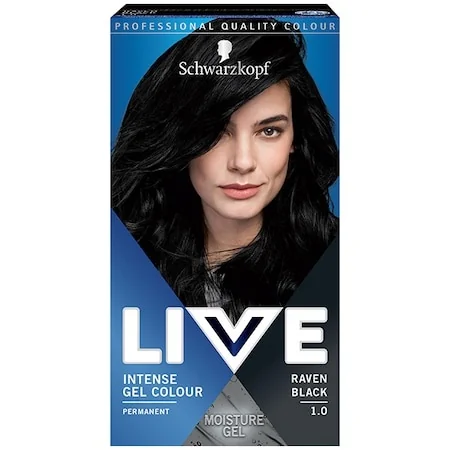 Vopsea de par sub forma de gel culori intense Schwarzkopf 1.0 Negru pana-corbului, 142,5ml, Live