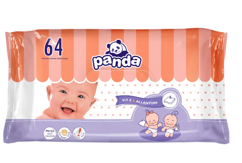 Servetele umede Panda, 64 bucati, Bella Baby