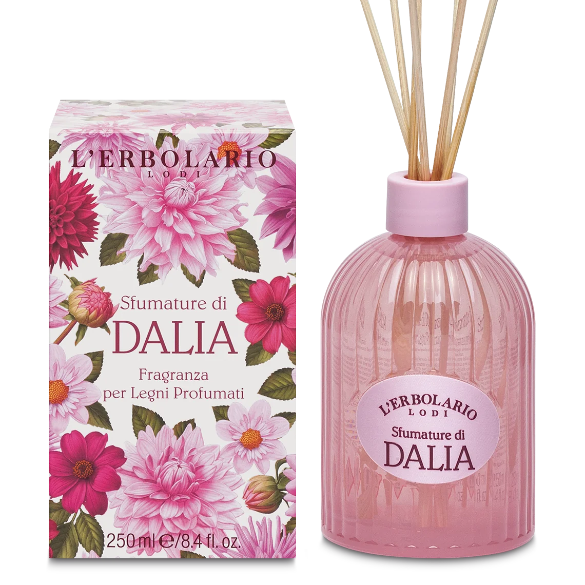 L'Erbolario Parfum pentru camera cu betisoare Shades of Dahlia, 250ml