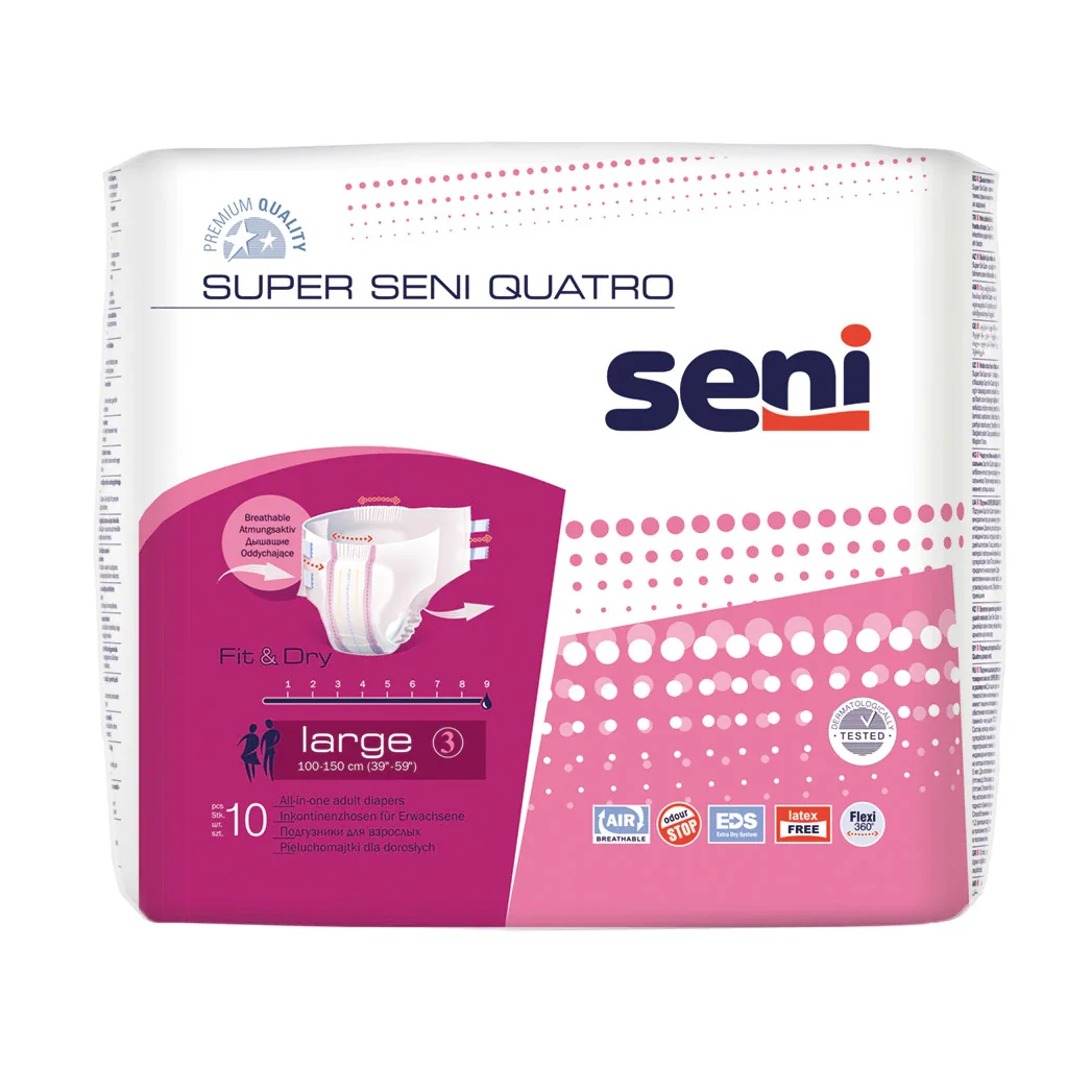 Scutece pentru adulti Super Quatro Large, 10 bucati, Seni