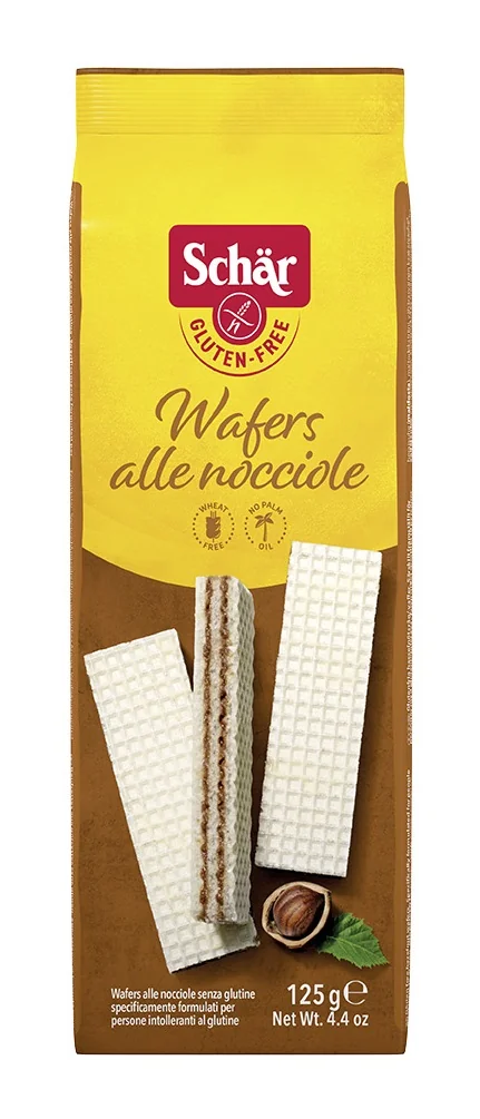 Napolitane cu crema de alune fara gluten Wafers Nocciola, 125g, Schar