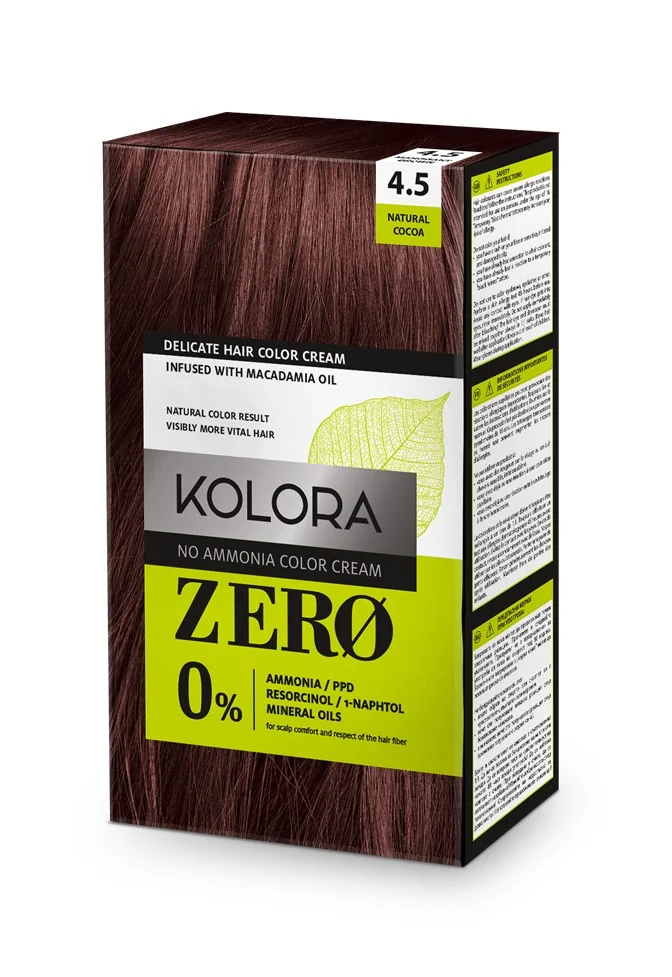 Vopsea de par Kolora Zero 4.5 Mahogany Brown, 60ml, Aroma