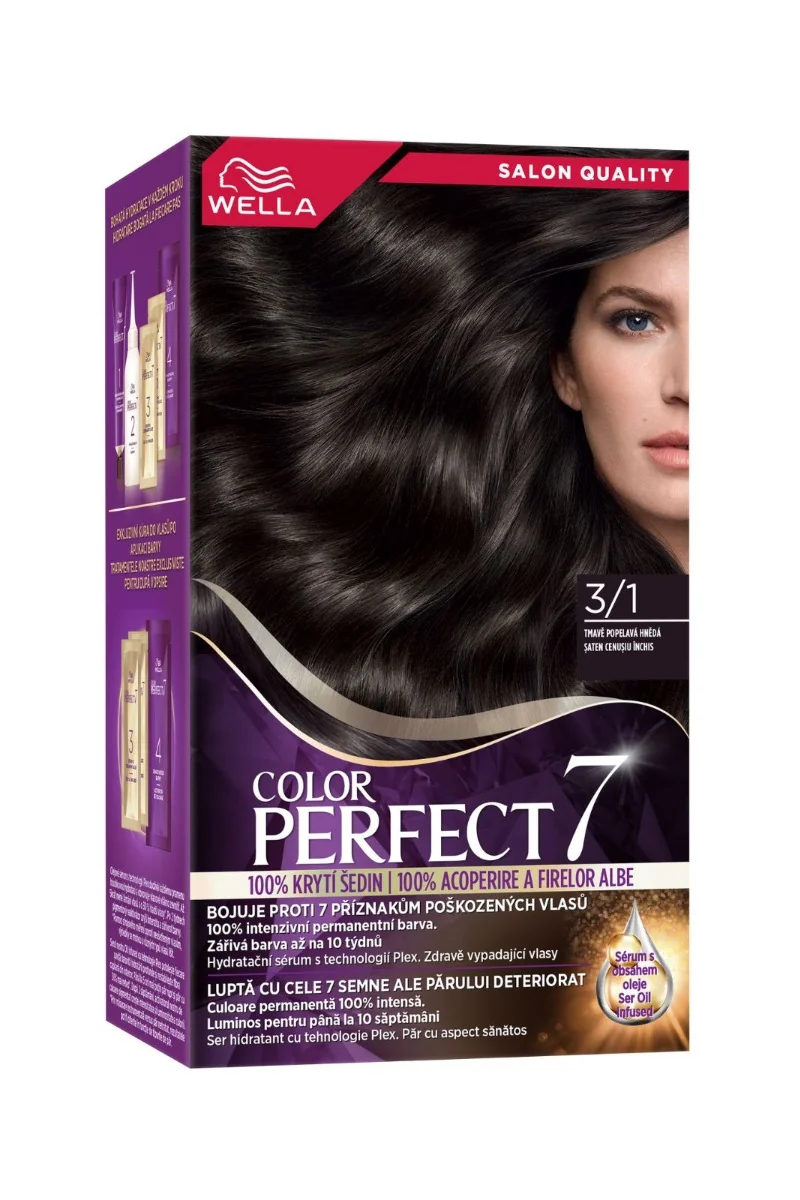 Vopsea de par permanenta Saten Cenusiu Inchis 3/1 Color Perfect, 135ml, Wella 