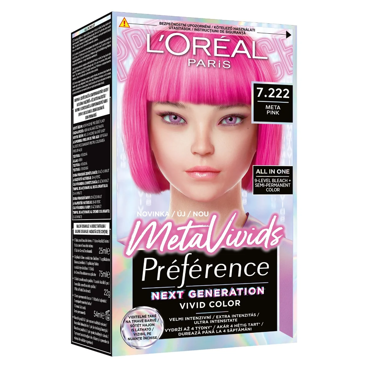 Vopsea de par semi-permanenta Preference MetaVivids 7.222 Meta Pink, 154ml, L'Oreal Paris 