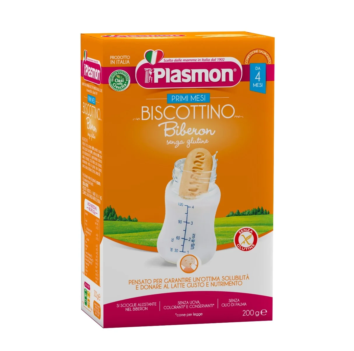 Biscuiti pentru biberon fara gluten 4 luni+, 200g, Plasmon