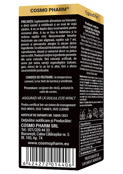 Mix de uleiuri esentiale +9 Acnee, 10ml, Cosmopharm 