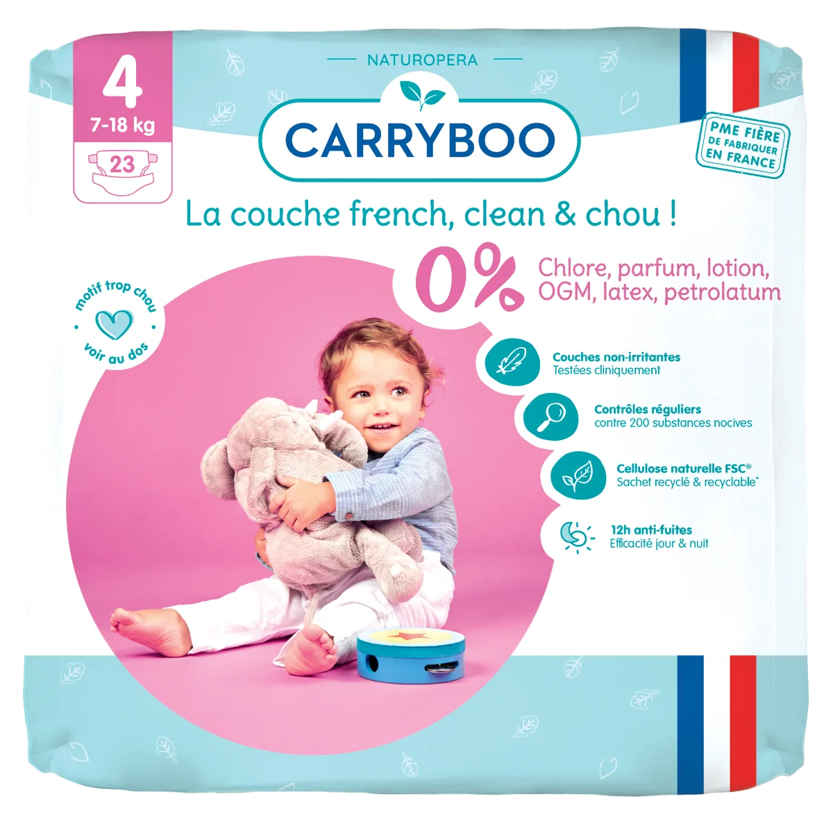 Scutece bio hipoalergenice 7-18kg marimea 4, 23 bucati, Carryboo