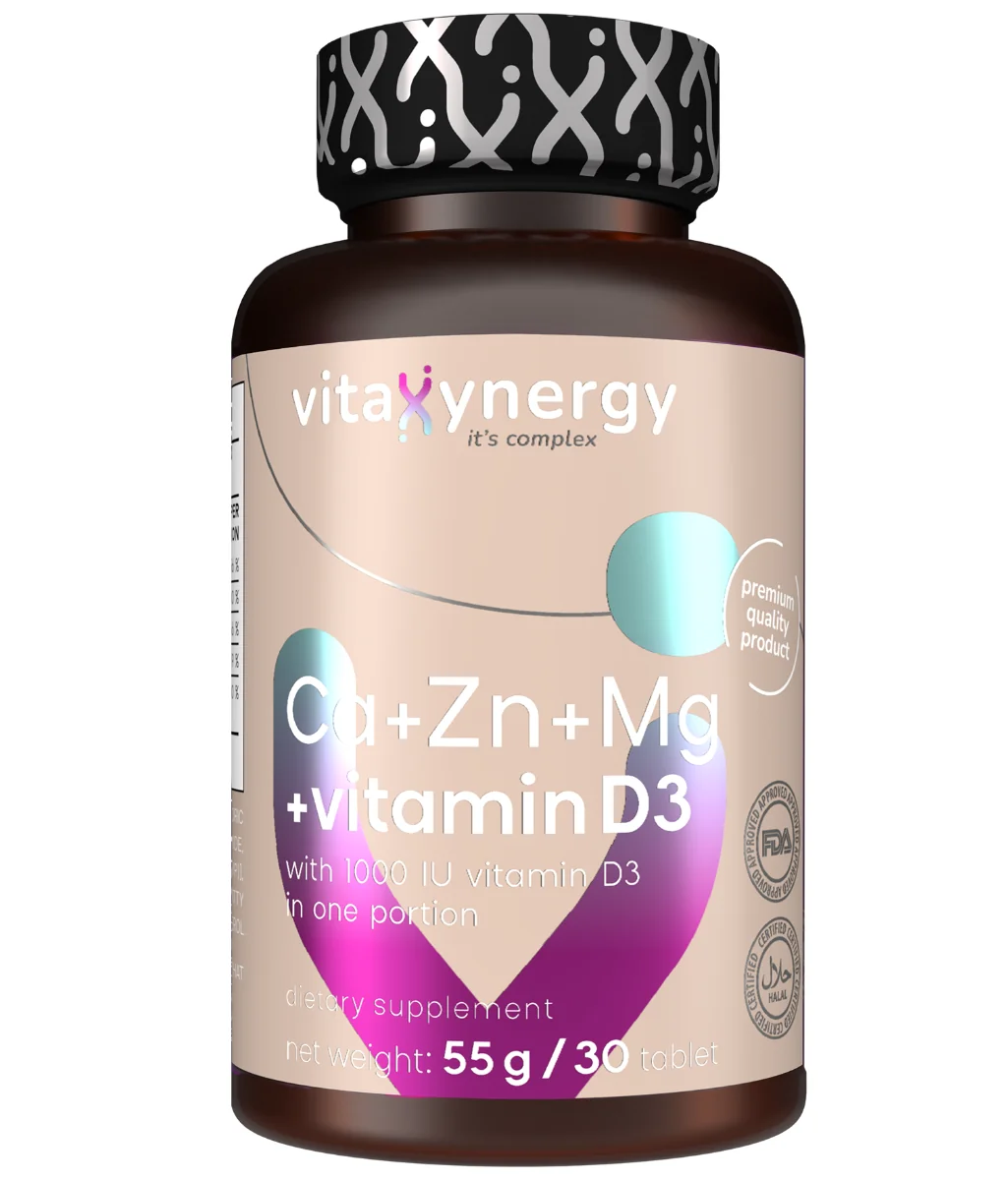 Ca+Zn+Mg+Vitamina D3, 30 tablete, Vitaxynergy