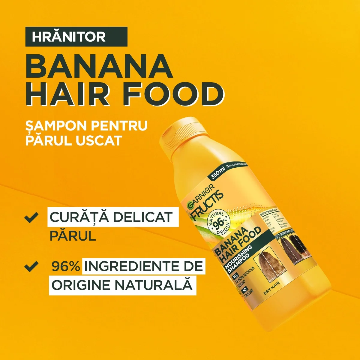 Sampon pentru parul uscat Hair Food Banana, 350ml, Fructis 