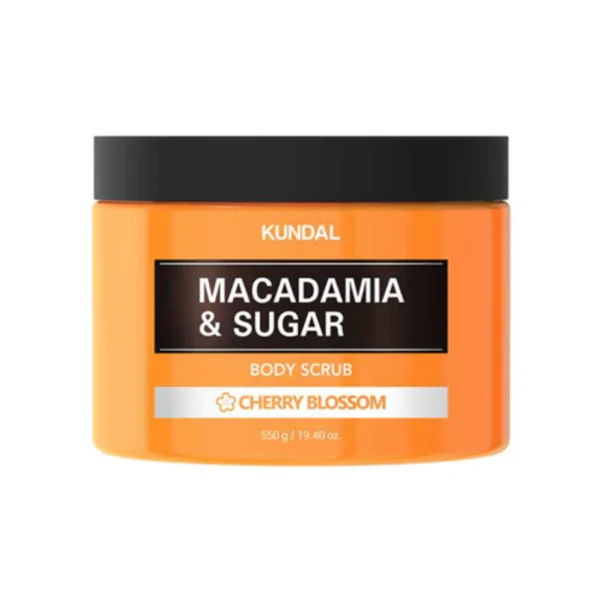 Scrub natural hidratant cu macadamia si zahar Cherry Blossom, 550ml, Kundal