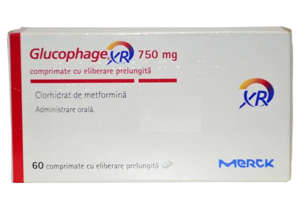 Glucophage XR 750mg, 60 comprimate cu eliberare prelungita, Merck