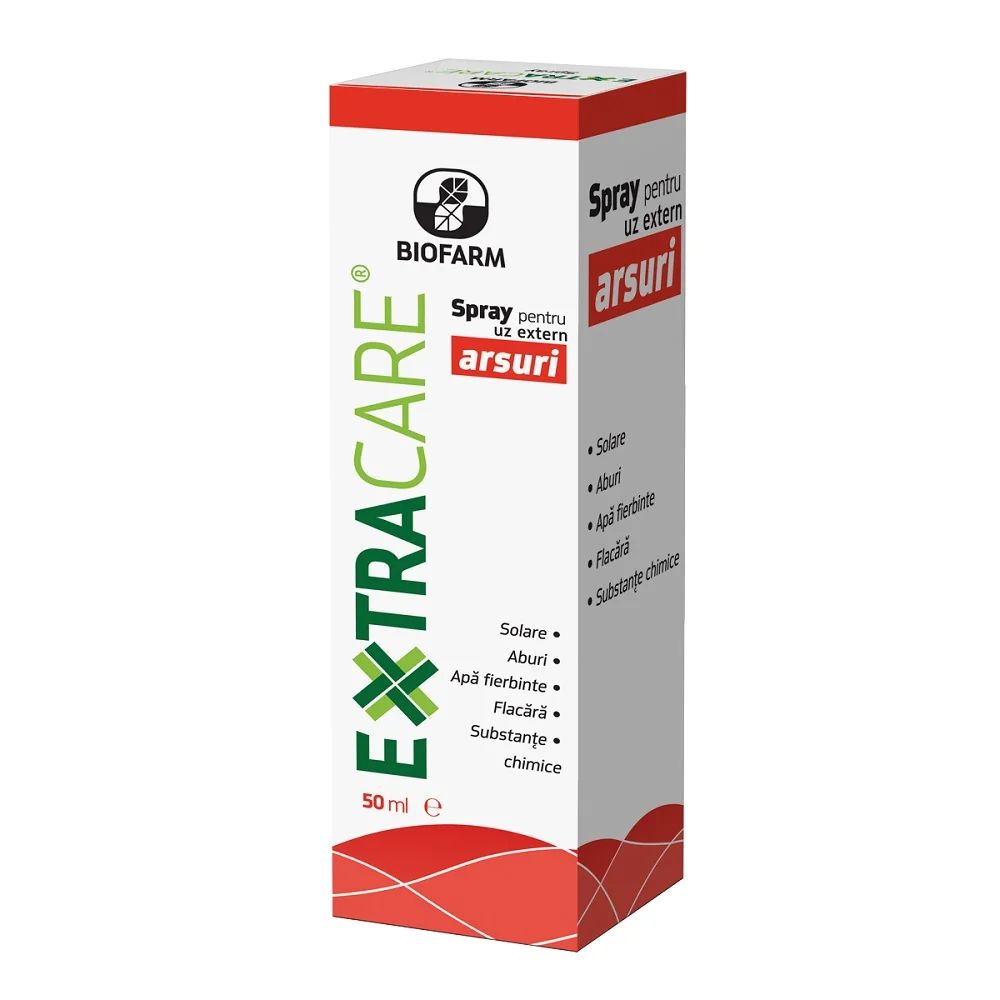 Extracare spray pentru arsuri, 50 ml, Biofarm