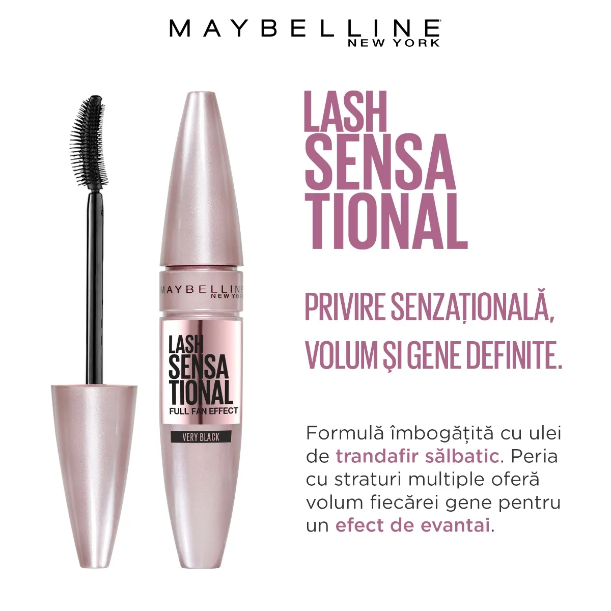 Mascara Lash Sensational Black, 9.5ml, Maybelline 