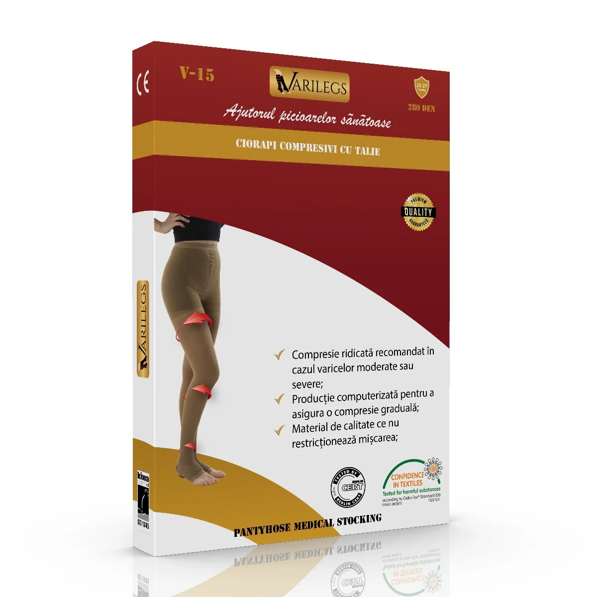 Ciorapi compresivi tip dres 280 deni 22-27 MmHg V-15 S, 1 bucata, Varilegs