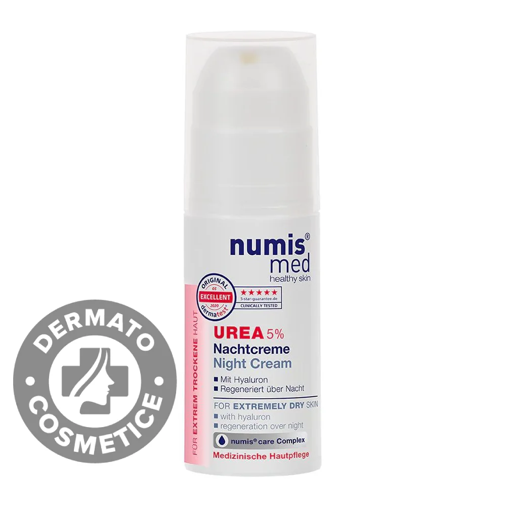 Crema de noapte pentru fata cu uree 5% si Hyaluron, 50ml, Numismed