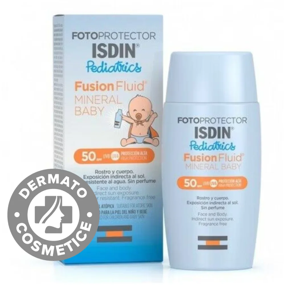 Fluid mineral de protectie solara pentru copii cu SPF 50 Fusion Fluid, 50ml, Isdin