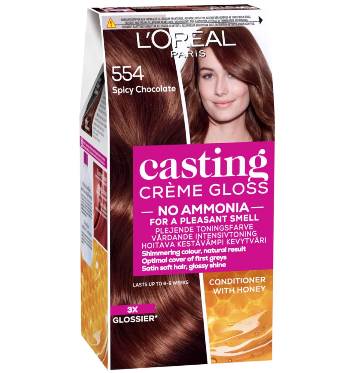 Vopsea de par semi-permanenta fara amoniac Casting Creme Gloss 554 Ciocolata cu Chili, 180ml, L'Oreal Paris