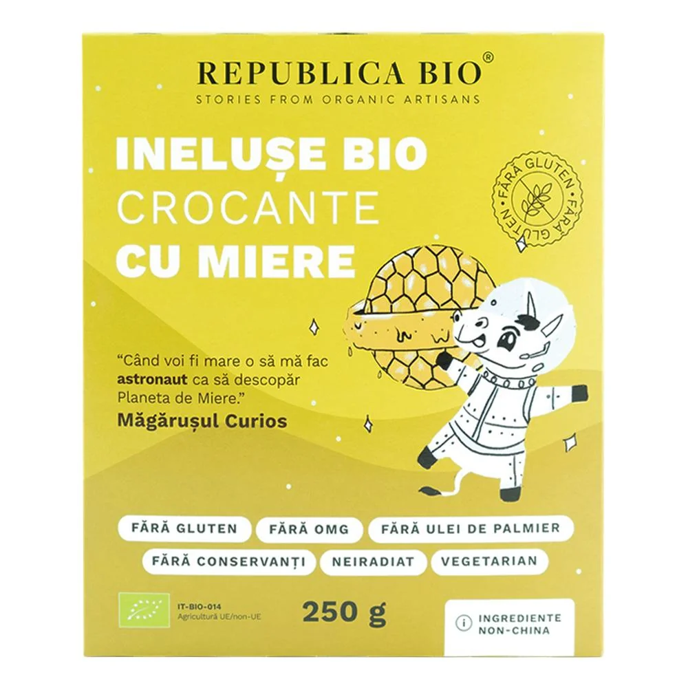 Ineluse crocante cu miere fara gluten, 250g, Republica Bio