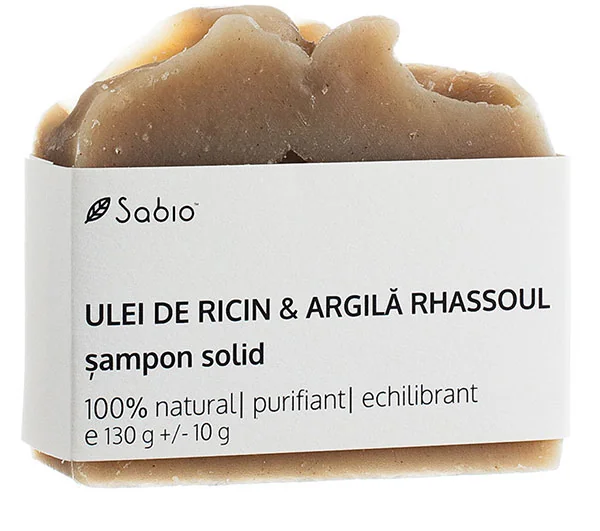 Sampon solid de Ricin si Argila Rhassoul, 130g, Sabio