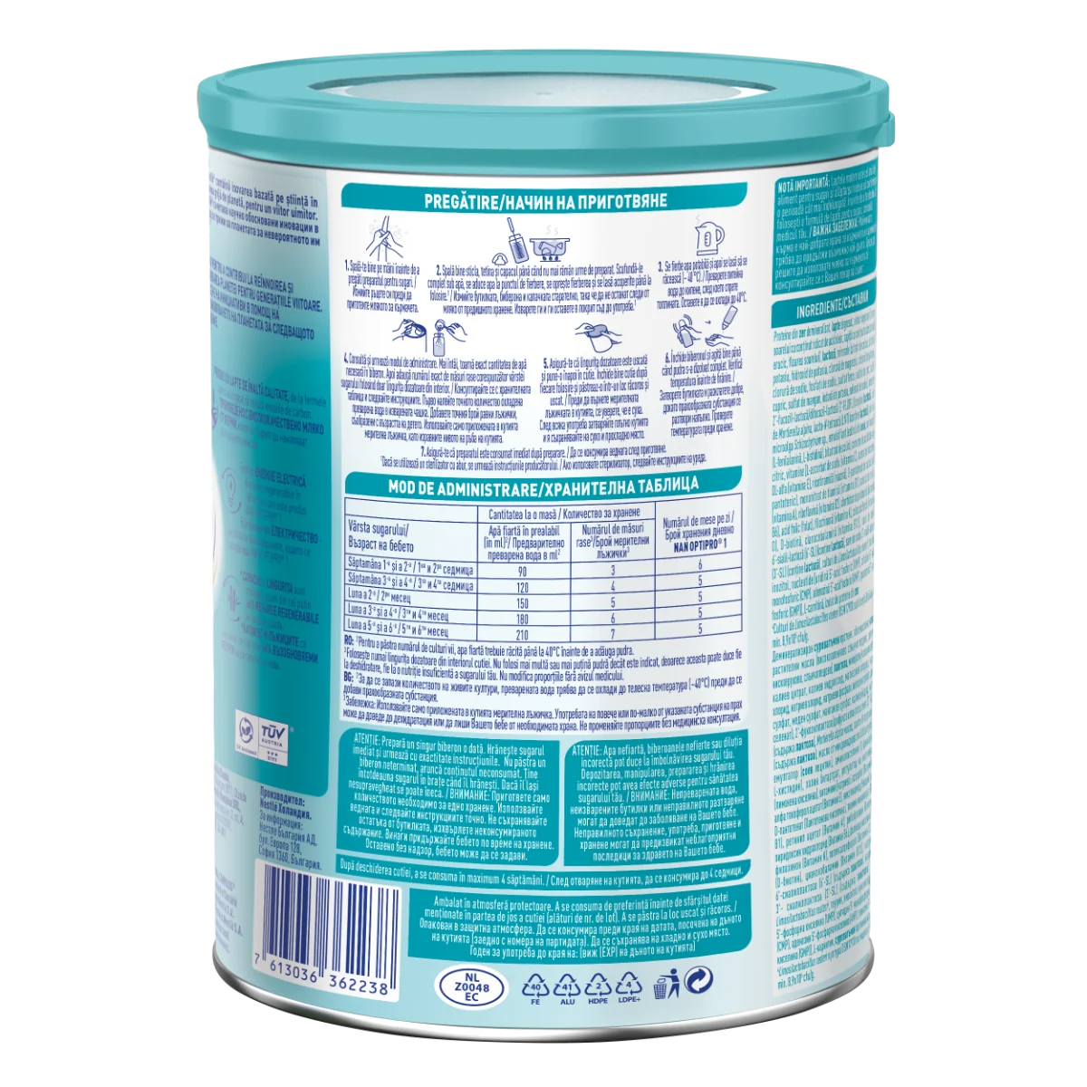 Formula de lapte NAN1 OPTIPRO HMO, 800g, Nestle 