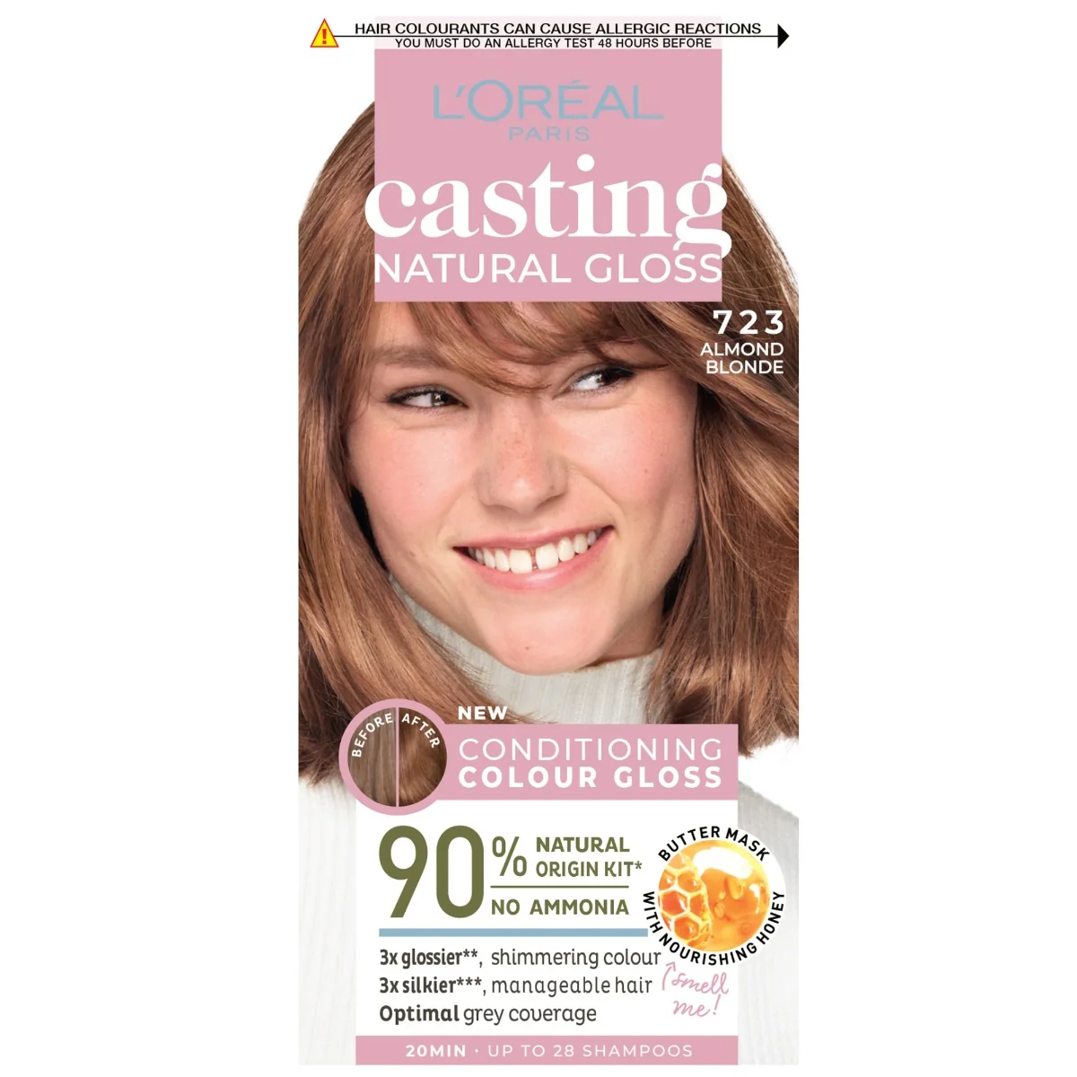 Vopsea de par semi-permanenta Casting Natural Gloss 723 Almond Blonde, 180ml, L'Oreal Paris 