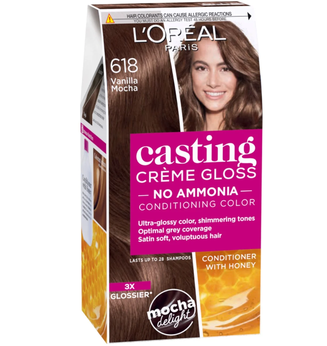 Vopsea de par semi-permanenta fara amoniac Casting Creme Gloss 618 Vanilla Mocha, 180ml, L'Oreal Paris