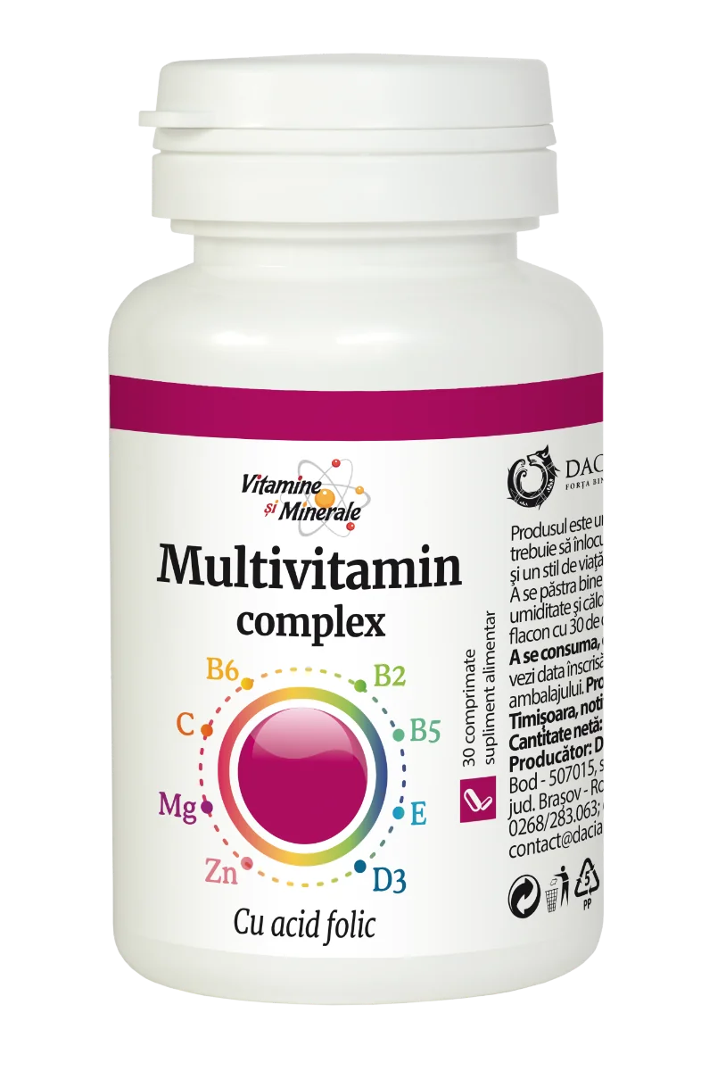 Multivitamin complex cu Acid Folic, 30 comprimate, Dacia Plant