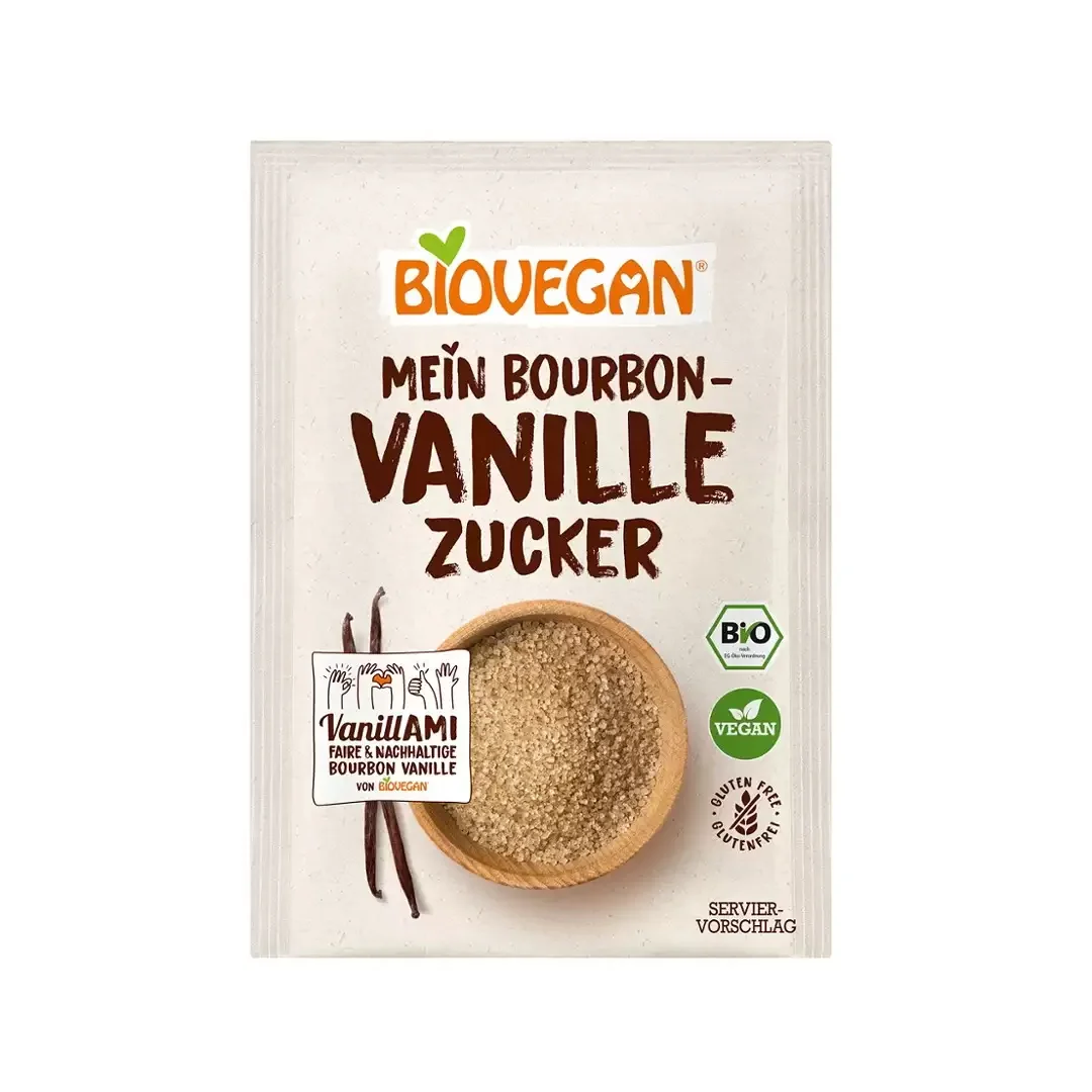 Zahar vanilie bourbon integral Eco fara gluten, 4x8g, Biovegan 