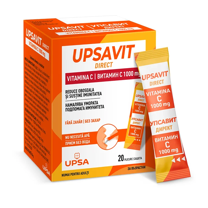  Upsavit Direct Vitamina C 1000mg, 20 plicuri orodispersabile, Upsa