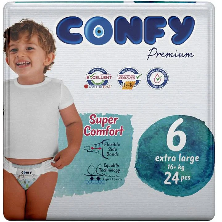 Scutece copii pentru +16kg Nr.6 Premium Marime XL, 24 bucati, Confy