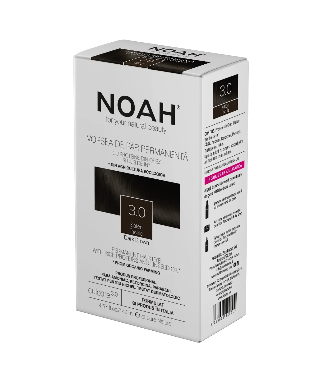 Vopsea de par naturala Saten inchis (3.0), 140ml, Noah 