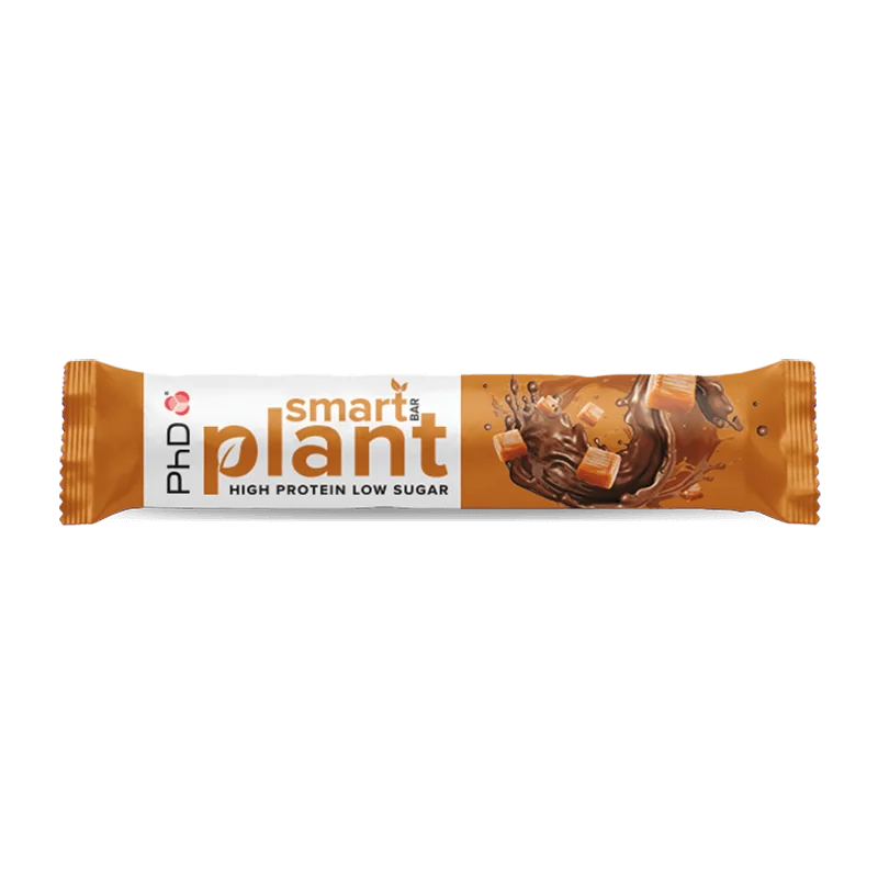 Baton proteic vegetal cu aroma de caramel sarat Smart Bar Plant, 64g, PhD