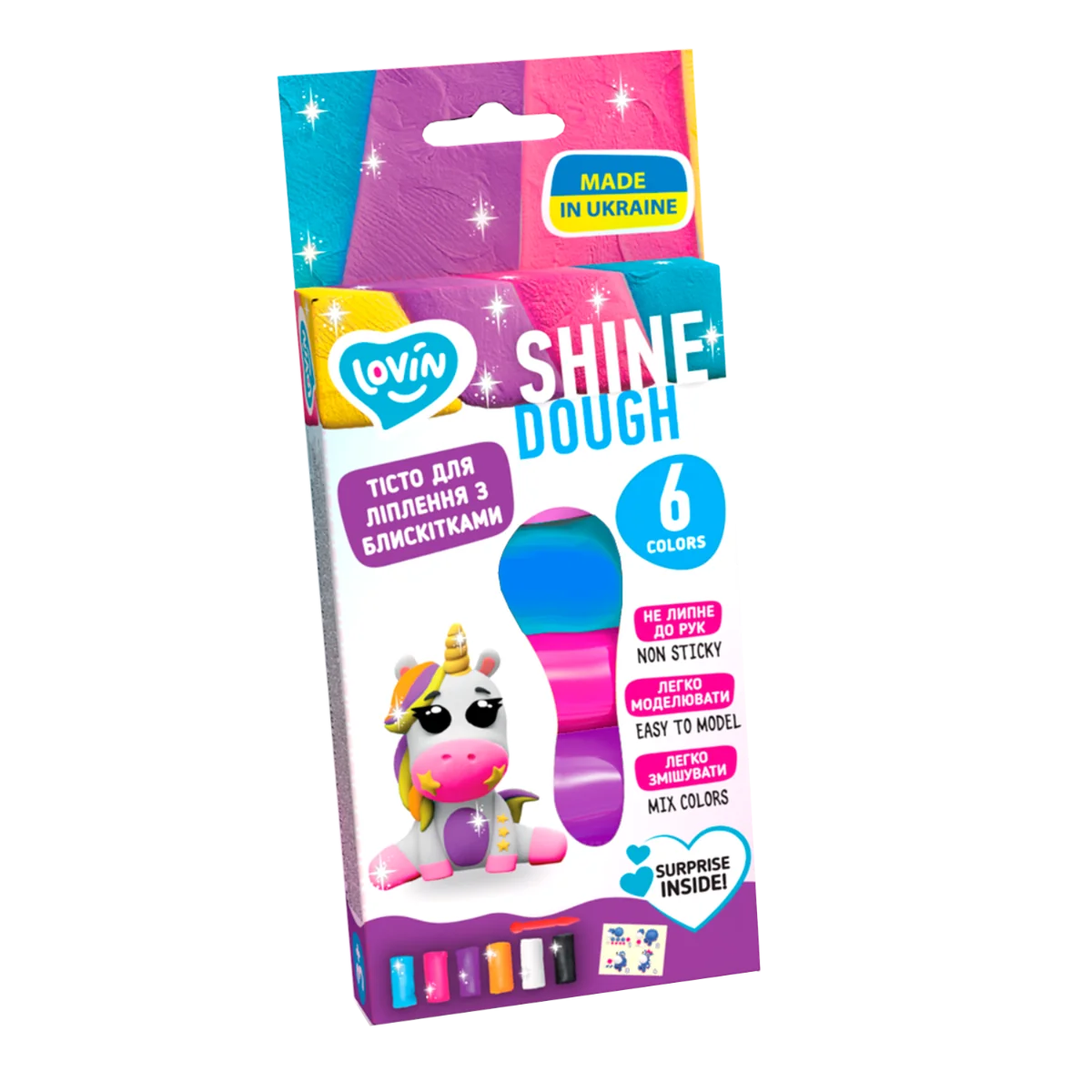 Set plastilina Lovin Shine Dough, 6 x15g, Oktoclay