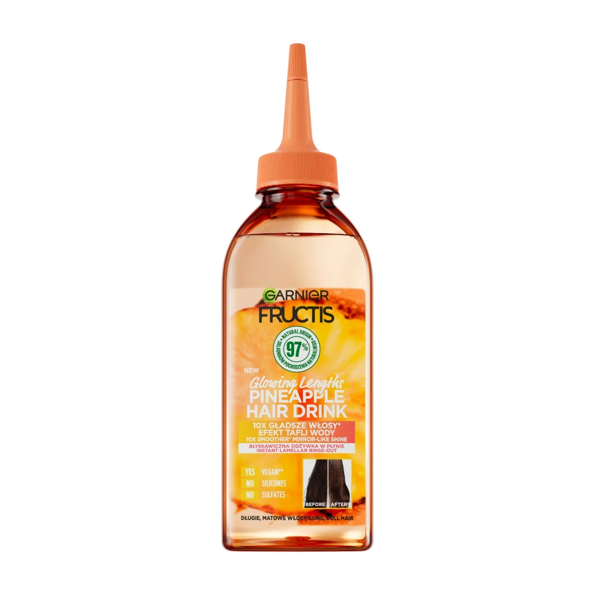 Balsam lichid pentru parul lung lipsit de stralucire Hair Food Ananas, 200ml, Fructis 