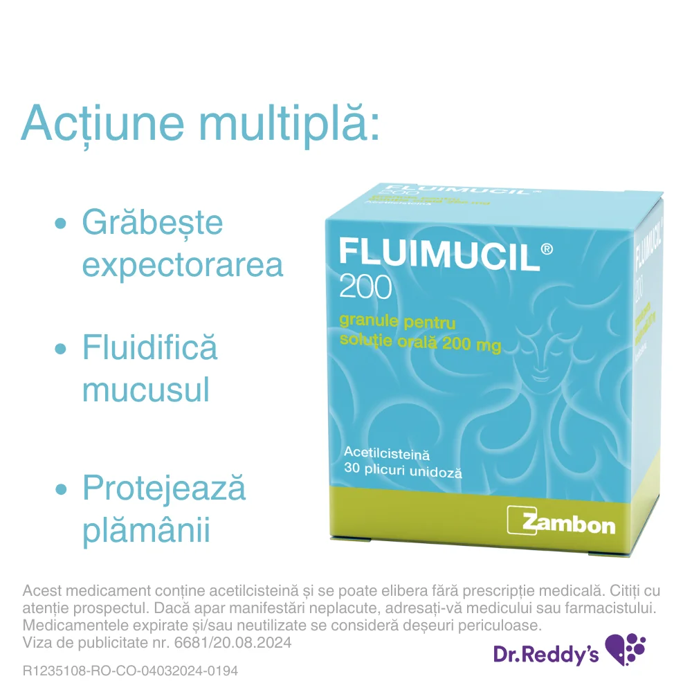 Fluimucil 200mg, 30 plicuri, Zambon 