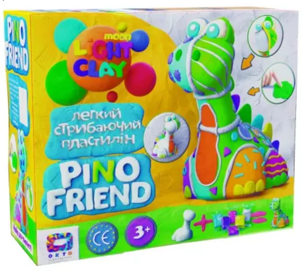 Set de creatie cu argila usoara Pino Friend Moon Light Caly-Dino, 1 bucata, Oktoclay