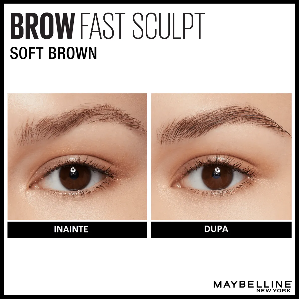 Mascara gel pentru sprancene 02 Soft Brown Brow Fast Sculpt, 2.8ml, Maybelline 