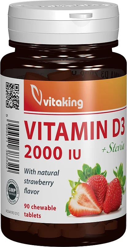 Vitamina D3 2000UI, 90 comprimate masticabile, Vitaking