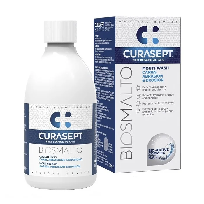 Apa de gura Biosmalto Carie Abrasione, 300ml, Curasept