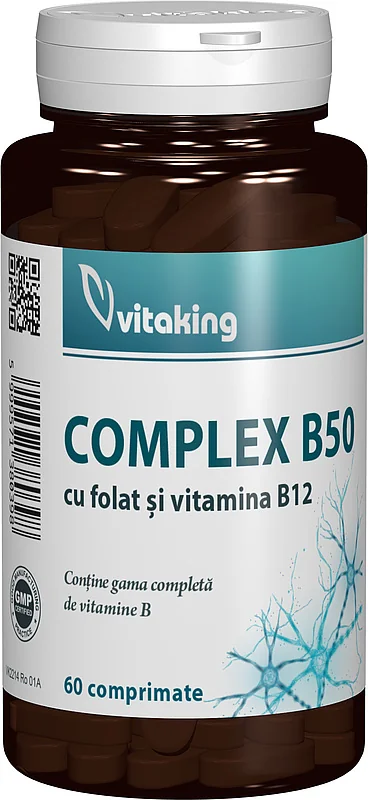 Complex Mega B 50 cu folat, 60 comprimate, Vitaking