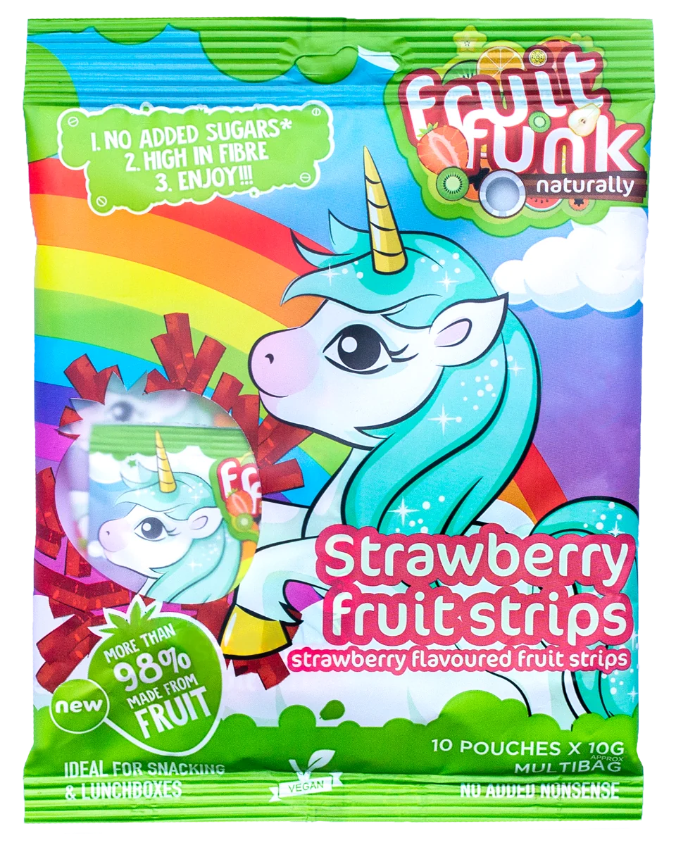 Gustare din fructe cu capsuni Unicorn, 100g, Fruit Funk