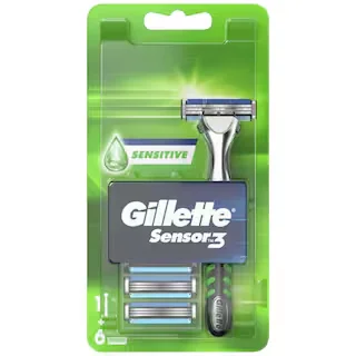 Set aparat de ras Sensor 3 + Rezerve Sensitive 6 bucati, Gillette